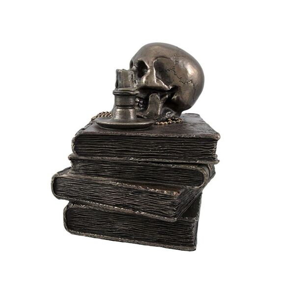 Bronze Wizard`s Study Books and Skull Trinket Stash Box - Picture 2 of 5